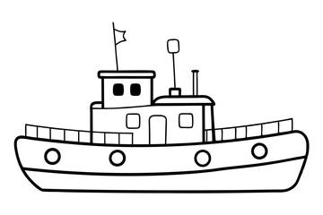 Obraz premium tugboat line art silhouette vector illustration