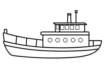 Obraz premium tugboat line art silhouette vector illustration