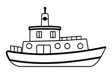 Obraz premium tugboat line art silhouette vector illustration