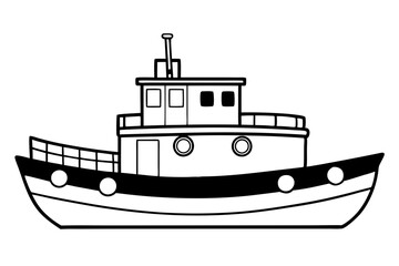 Obraz premium tugboat line art silhouette vector illustration