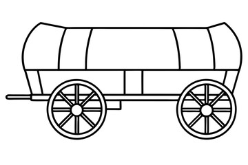 wagon line art silhouette vector illustration