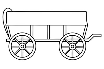 wagon line art silhouette vector illustration