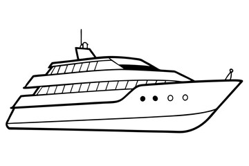 yacht line art silhouette vector illustration