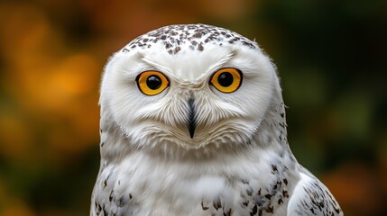 Obraz premium Close-Up Portrait of a Soft White Snowy Owl with Stunning Features