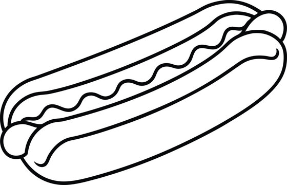 recommend clip art: hot dog outline coloring book page,hot dog line art