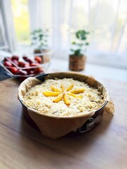 Ciasto z brzoskwiniami i kruszonką