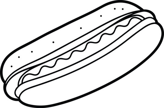 recommend clip art: hot dog outline coloring book page,hot dog line art