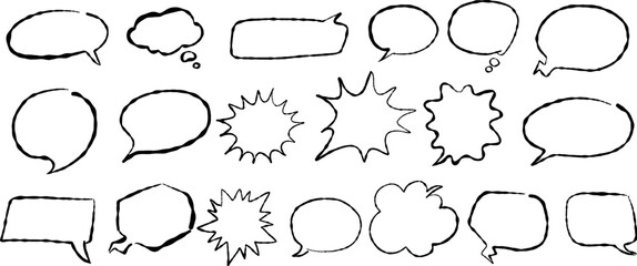 Obraz premium Hand drawn marker speech bubble doodle vector collection. Cartoon icon symbols isolated on white background