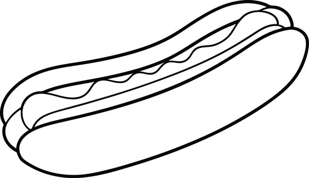 recommend clip art: hot dog outline coloring book page,hot dog line art