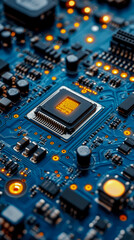 Futuristic High-Tech Circuit Board: A Network of Connection and Data Flow