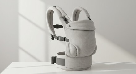 Soft Grey Baby Carrier; Ergonomic Newborn Infant Sling, Studio Shot
