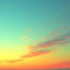 Obraz premium Colorful sunset sky, pastel clouds, horizon, tranquil scene, background design