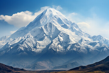 A stark yet powerful vision of a lone volcano, its bold silhouette contrasting against a pristine white backdrop, highlighting its majestic form