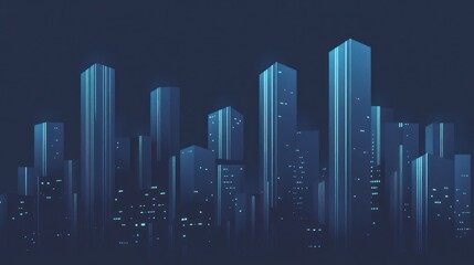 Obraz premium Cityscape at Night, Futuristic Architecture, Urban Skyline, Background Use