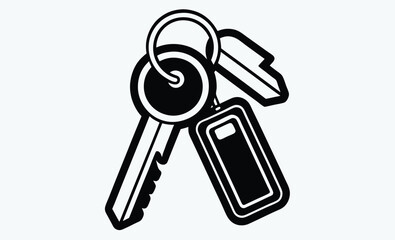 Keychain with house keys icon, real estate symbol, vector illustration