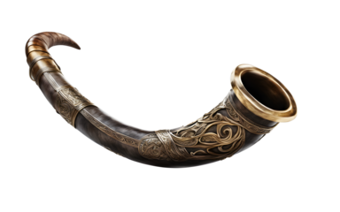 Norse Viking drinking horn isolated on a empty plain background