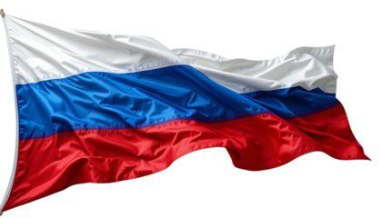 Russian national flag billowing