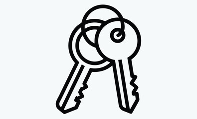 Keychain with house keys icon, real estate symbol, vector illustration