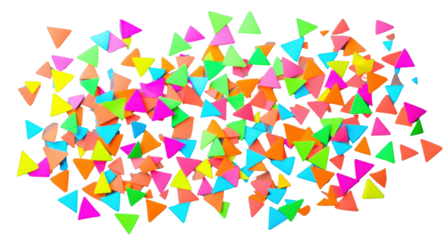 Colorful triangles falling on transparent background: a vibrant and dynamic abstract design - Powered by Adobe