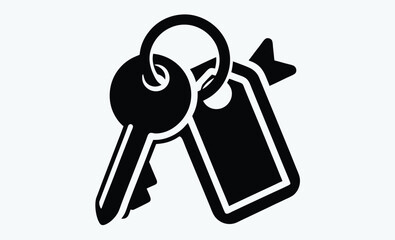 Keychain with house keys icon, real estate symbol, vector illustration