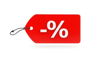 Red Discount Price Tag Label, Percentage Off Sale Tag -  E-commerce Shopping Promotion Symbol