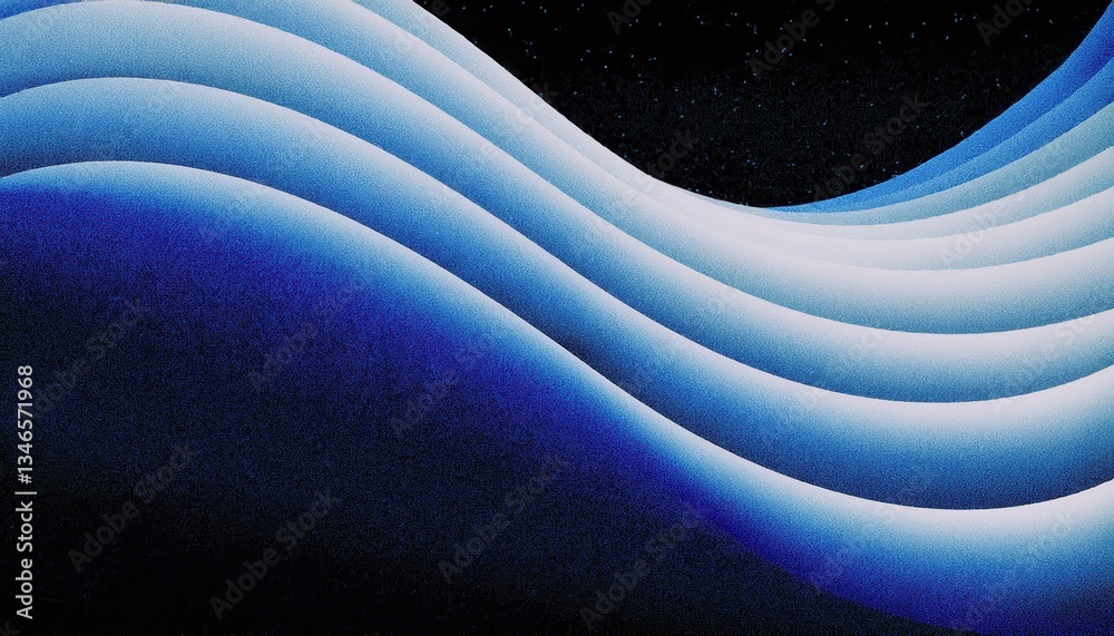 Leinwandbilder close-up of blue gradient wavy textile pattern with halftone texture, abstract flowing fabric backgr