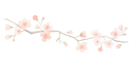 Fototapeta premium Sakura as divider watercolor blossom flower plant.