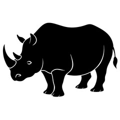Fototapeta premium Black Rhino Vector Illustration Isolated on White Background