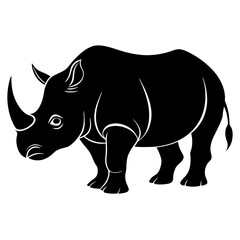 Fototapeta premium Black Rhino Vector Illustration Isolated on White Background