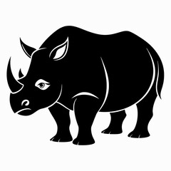 Fototapeta premium Black Rhino Vector Illustration Isolated on White Background