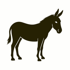 Obraz premium A silhouette of a horse and donkey standing together in a farm setting, illustrated in a simple and cartoonish style