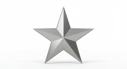 Obraz premium Silver Metallic Star, Five Pointed Star Award, 3D Render of a Shiny Star