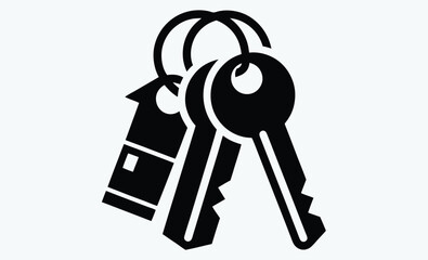 Keychain with house keys icon, real estate symbol, vector illustration