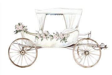 Fototapeta premium Elegant vintage wedding carriage illustration