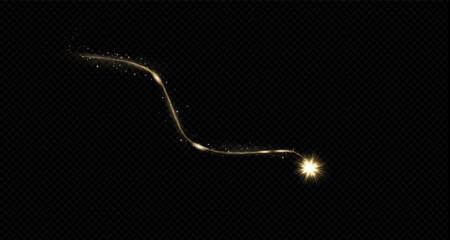 Curved light effect of golden line. Abstract neon movement of glowing wavy lines. Light golden swirl. Shiny wavy trail. Glowing orange, yellow circle. Abstract neon moving glowing wavy vector line.PNG