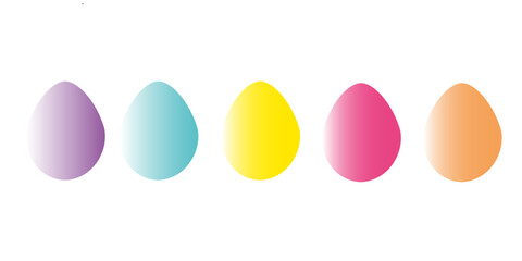 Vector illustration. Set of bright multicoloured, black Easter eggs with drawings. For decorating websites, clipart, postcards.PNG