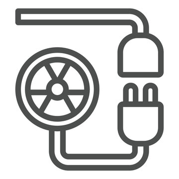 recommend clip art: Electrical wire with radioactivity seal line icon, atomic energy concept. Vector graphics. Electricity socket with fork sign on white background, outline style icon for mobile or web design.