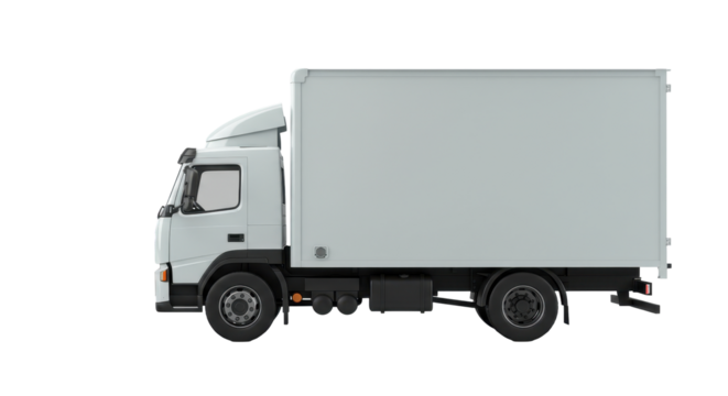 Isolated Box Truck, Side View