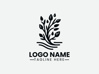 Willow Branch Water Drop Logo DesignWillow and Water Logo