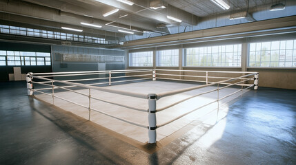 A boxing ring with a white fence