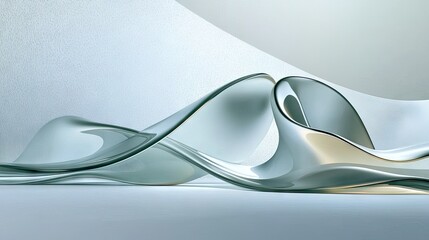Smooth flowing wave textures in light gray and white, abstract background with soft movement and subtle depth.