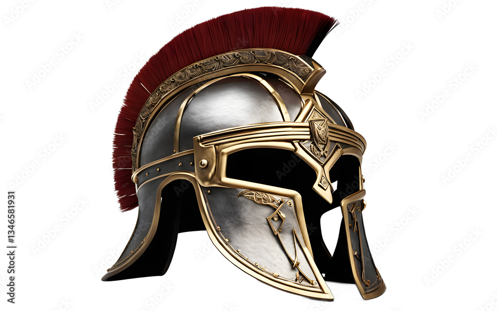 Poster Roman gladiator helmet with cheek guards isolated on a empty plain background