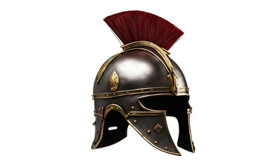 Roman gladiator helmet with cheek guards isolated on a empty plain background