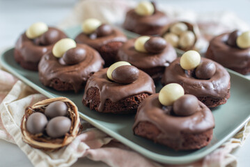 sweet home made chocolate easter donuts