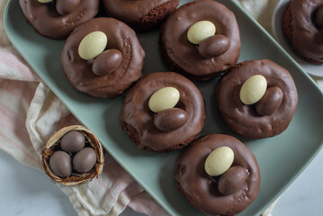 sweet home made chocolate easter donuts