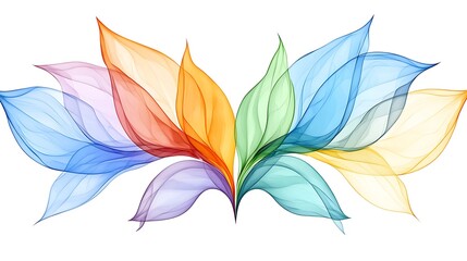 Abstract Rainbow Colored Floral Design Translucent Petals Artistic Illustration Vibrant Hues Nature
