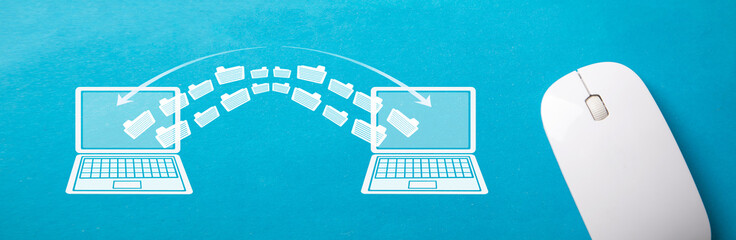 Notebooks file transfer. Concept of information exchange