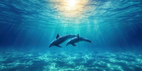 Fototapeta premium Graceful Dolphins in Motion Banner