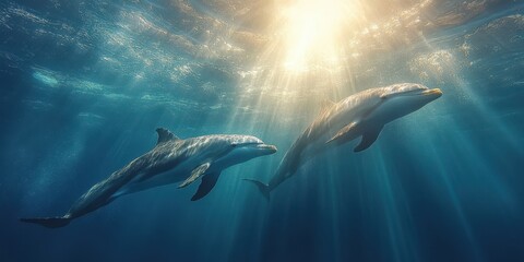 Fototapeta premium Graceful Dolphins in Motion Banner