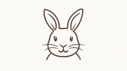 Obraz premium Cartoon rabbit head, simple line art, white background, stock illustration